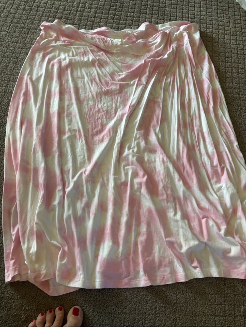 Joe Fresh Pink and White Tie-Dye Maxi Skirt